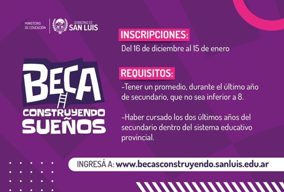 Abren las inscripciones para la Beca “Construyendo Sueños”