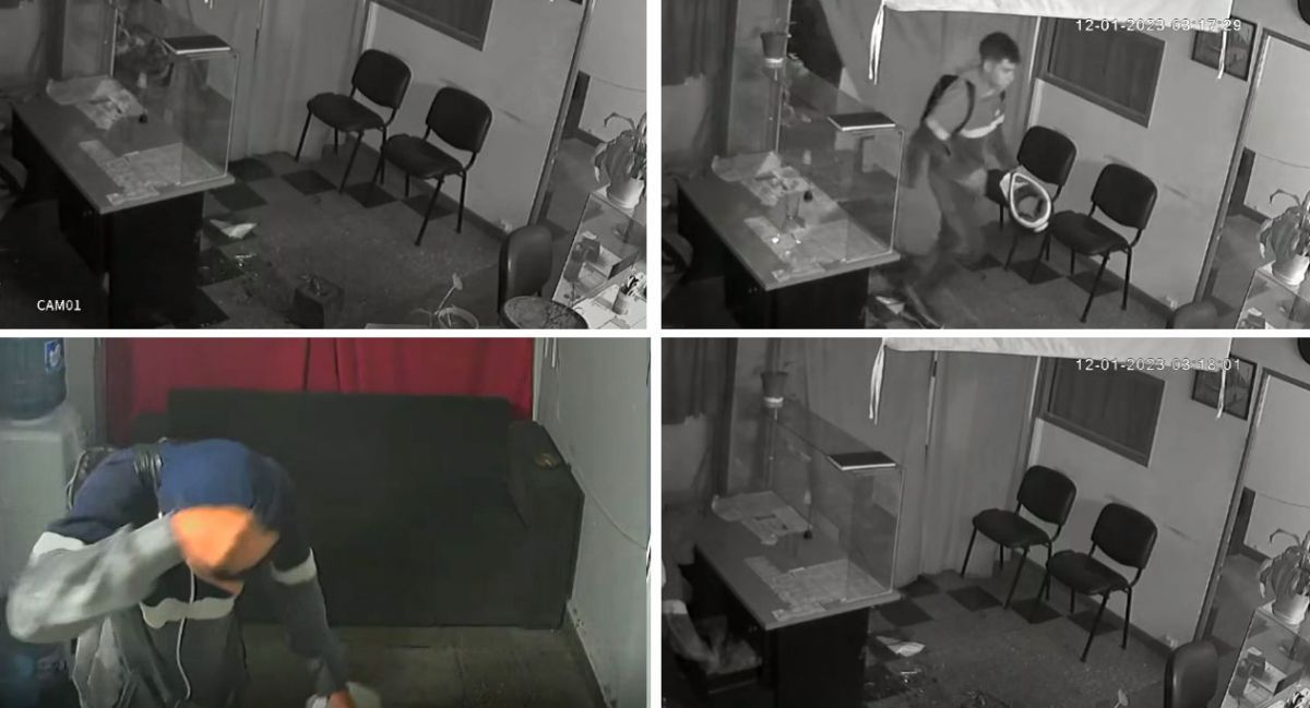 Robó en la oficina del Merlino pero quedó registrado en las cámaras de seguridad