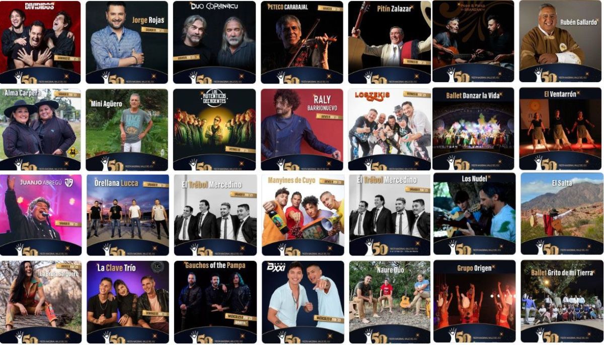 La grilla completa con artistas locales incluidos en el 50° Festival Valle del Sol