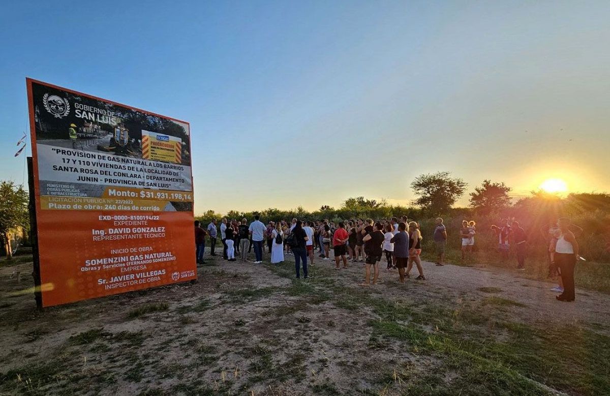 127 familias de Santa Rosa del Conlara contarán con gas natural en sus viviendas