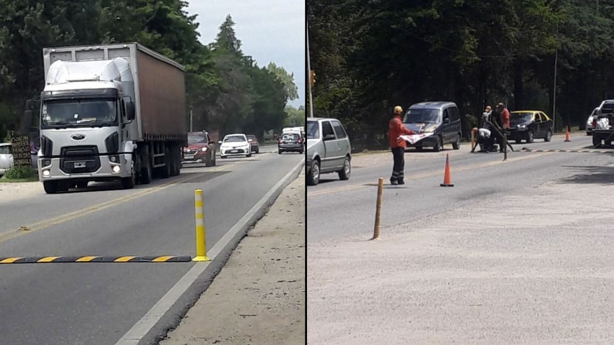 Carpintería: colocaron reductores de velocidad sobre Ruta 1