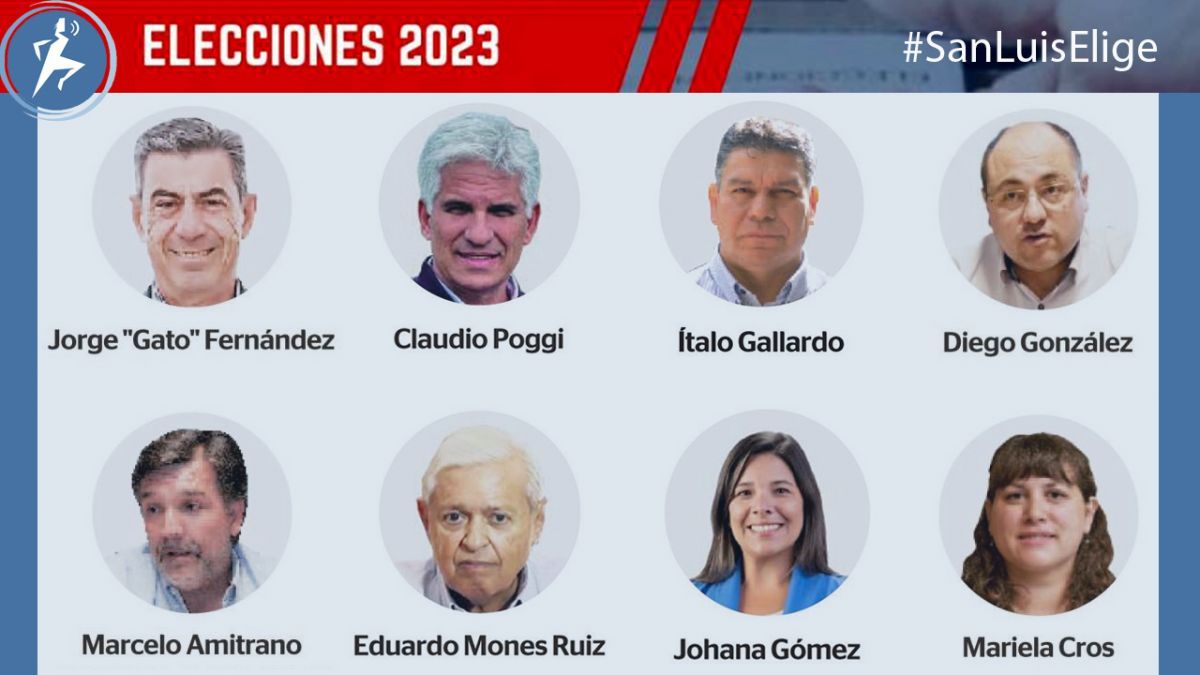 Los ocho candidatos a gobernador por San Luis.