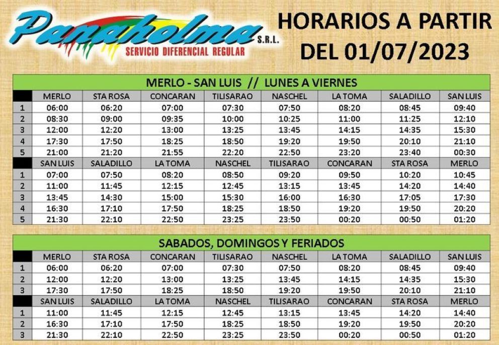 Nuevos horarios de Panaholma desde el 1 de julio