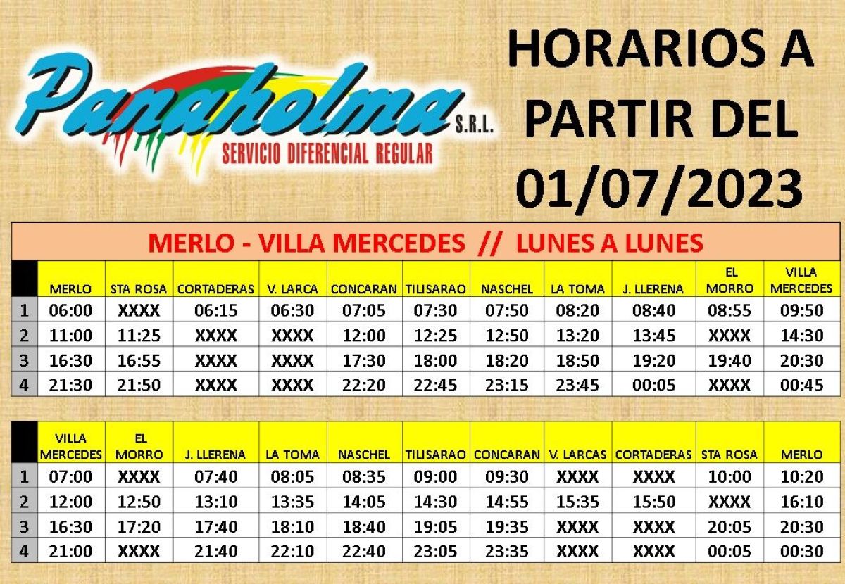 Nuevos horarios de Panaholma desde el 1 de julio